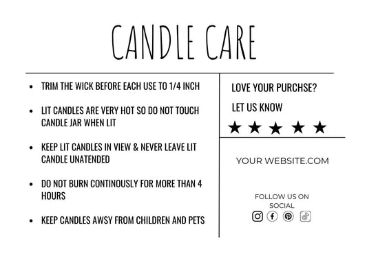 Shabby Chic- Candle Care Card